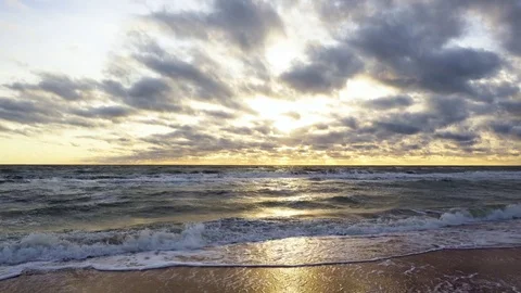 Long fine waves roll to the shore Stock Footage 82172115
