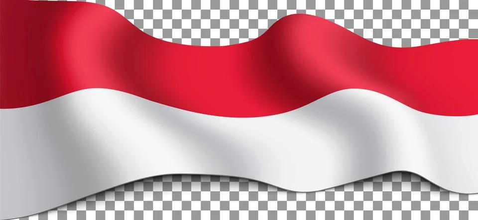 Long flag of Monaco on a transparent background. Stock Illustration