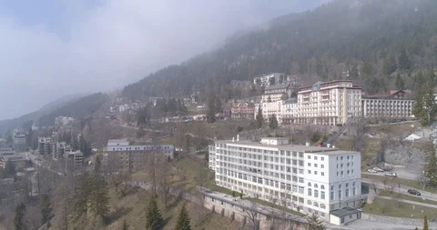 Long fly back, Leysin in spring - Aerial 4K Stock Footage 106296432