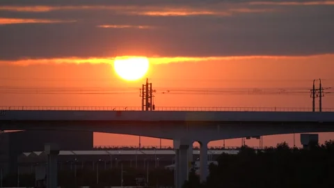 Long focus shot of the subway at sunset Stock-Footage 274863974