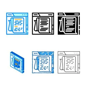 Long form content seo color icon vector series Stock Illustration