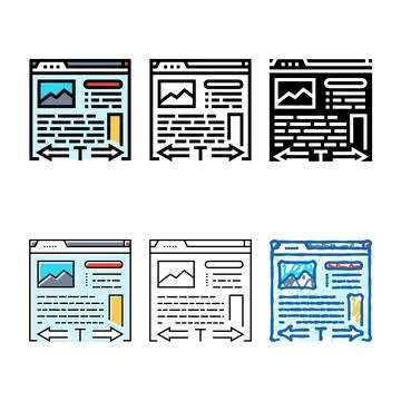 Long form content seo multistyle color icon vector Stockillustratie