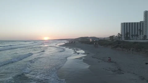Long Forward Aerial Flight Along Son Bou Beach at Sunset, Menorca, Spain Stock-Footage 344438261