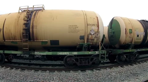 Long freight train removes the quadrocopter Stock Footage 64896472