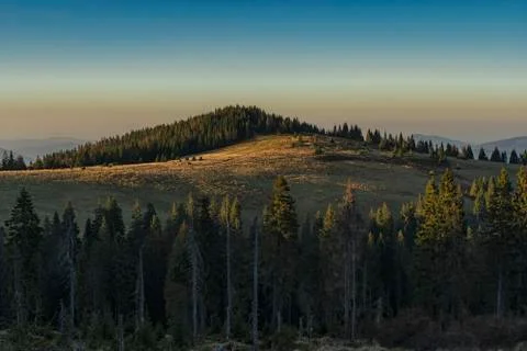 Long Glade view, Gorce mountains. Stock Photos