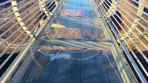 Long glass bridge hanging in the air in China. Stock Footage 345697161