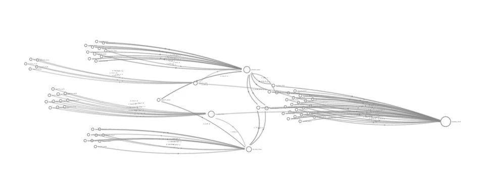 Long Gray Data Network with Connecting Links Vector Diagram Stock Illustration