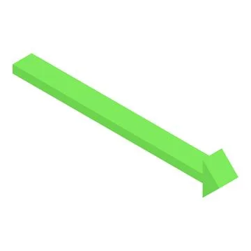 Long green arrow is pointing down on a white background Stock Illustration