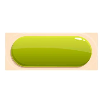 Long green rounded empty button showing glossy surface Stock Illustration