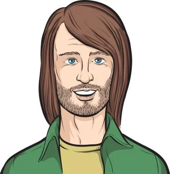 Long haired bearded man Stock Illustration