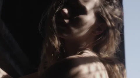 Long haired beautiful brunette model poses in slow motion 스톡 동영상 45819281