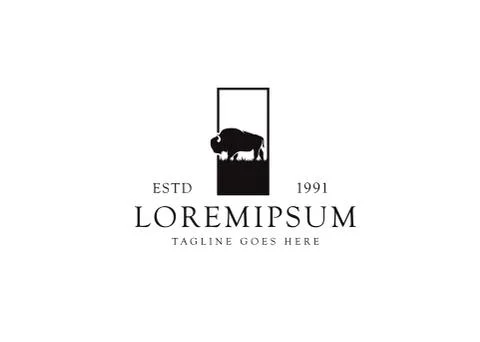 Long-Haired Buffalo Logo Icon. Buffalo Silhouette, Buffalo Breeders Vector Иллюстрация