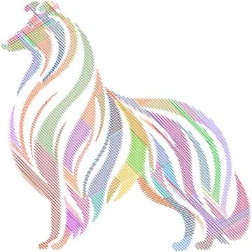 Long Haired Collie Dog Scribble Style Illustration Illustrazione stock