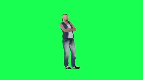 Long haired man waiting angrily chroma key green screen left angle Video stock 252662773