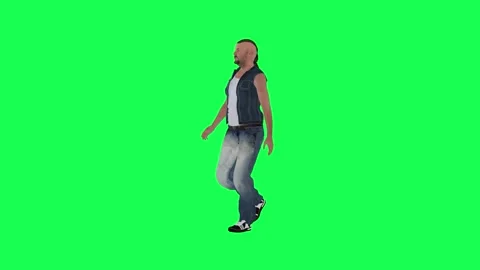 Long haired man walking chroma key right angle green screen 스톡 동영상 252662750