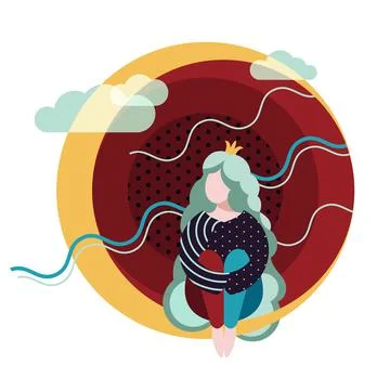 Long haired princess illustration. Stock Illustration