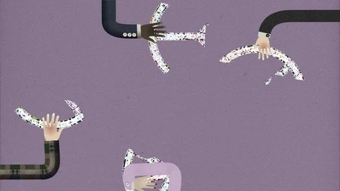 Long Hand Assembling a Peace Symbol Cutout Retro Style Stock Footage 103187599