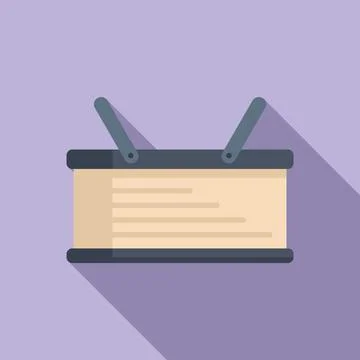 Long handle basket icon flat vector. Picnic bag Stock Illustration