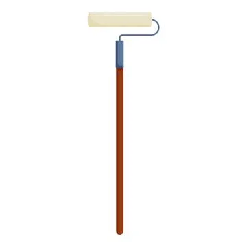 Long handle paint roller standing up on white background Illustration