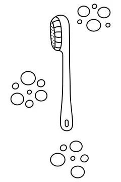 Long-handled brush for washing the back. Soap bubbles around Brush Stock Illustration