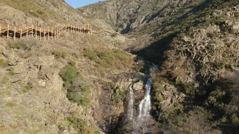 A long high staircase to the top of the mountain Stock Footage 170459653