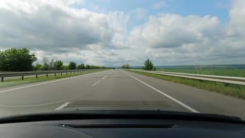 Long highway through car windshield Stock Footage 155105187
