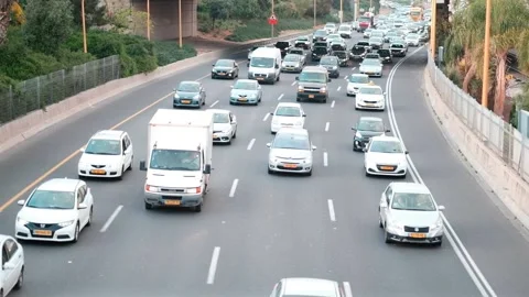A long highway traffic jam Stock Footage 282436800