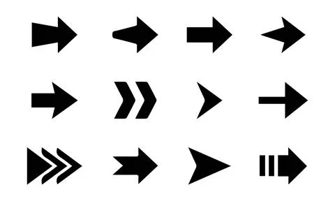 Long Horizontal Arrow Icons for Direction and Navigation Ilustración de archivo
