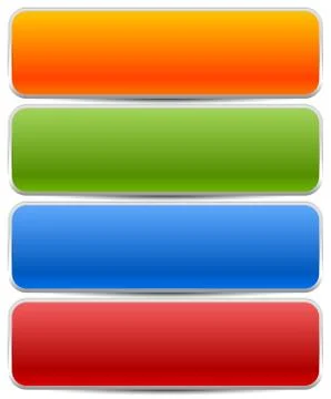 Long, horizontal button, banner backgrounds in several colors with big space. Ilustración de archivo