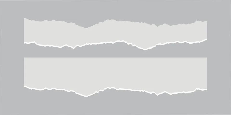 Long Horizontal Light Grey Torn Paper Strips Stock Illustration