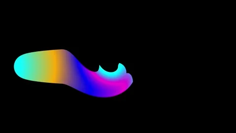 Long horizontal liquid stream with rainbow gradients flowing and twisting Видео 332879822