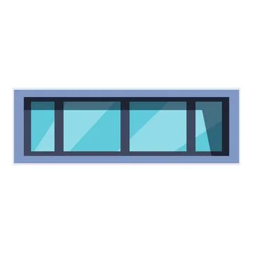 Long horizontal window showing modern building facade Ilustración de archivo