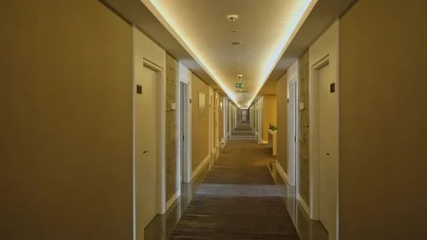 Long Hotel Corridor Stock Footage 347883208