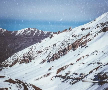 Long hours of snowfall in the mountains Stock Photos