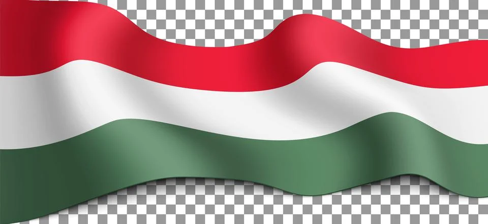 Long Hungarian flag on a transparent background. Stock Illustration