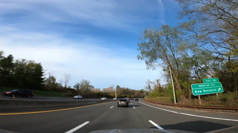Long hyperlapse on the Cross County Parkway / Merritt parkway during autumn Stock Footage 143432689