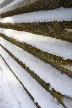 Long icicles on the edge of the slate Stock Photos