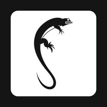 Long iguana icon, simple style Stock Illustration