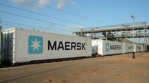 Long Indian Railways Freight cargo goods container Industrial Train Mumbai India Stock Footage 135467635
