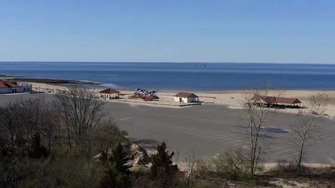 Long Island Beach Drone Stock Footage 128302130