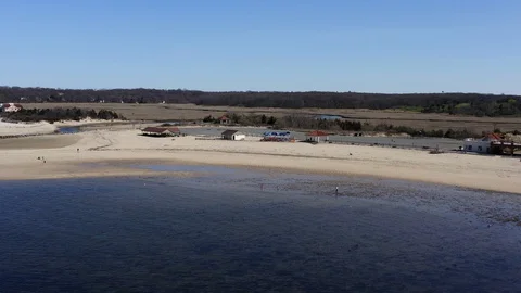 Long Island Beach Drone Stock Footage 128302607