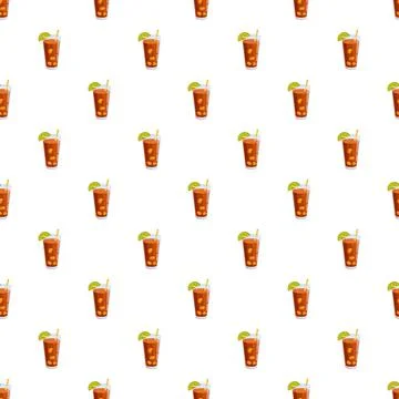 Long island iced tea drinks featuring lime pattern Stock Illustration