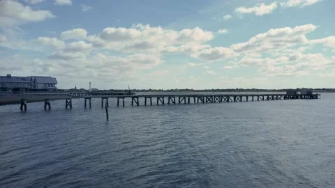 Long Jetty into the harbour Stock Footage 223786334