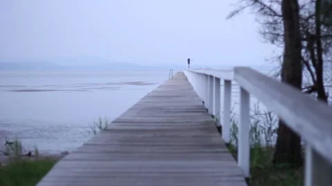 Long Jetty on a Lake (pull focus) 002 Video stock 170344950