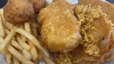 Long John Silver's - Close up of Plate of Food Stock Footage 197535872