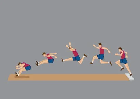 Long Jump in Action Sequential Vector Icons Stock Illustration