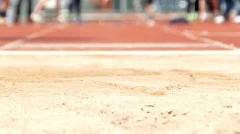 Long jump, close up of a sand box Stock Footage 49553832