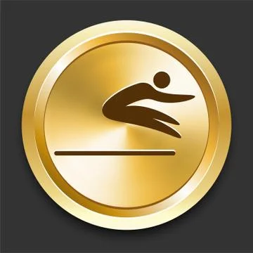 Long Jump on Golden Internet Button Illustrazione stock