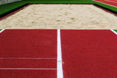 Long jump pit Stock Photos