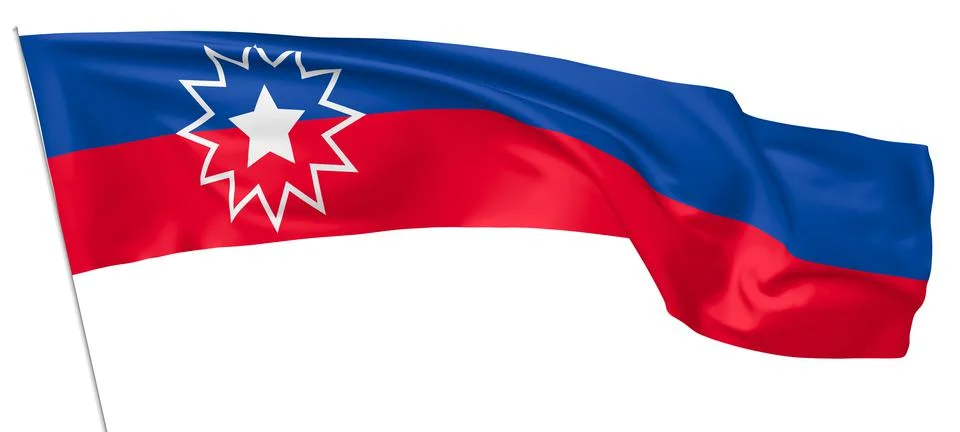 Long Juneteenth flag on flagpole in the wind isolated Stock Illustration